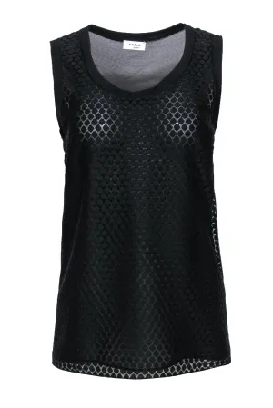 Akris Punto - Black Sleeveless Blouse w/ Polka Dot Eyelet Lace Design Sz 6