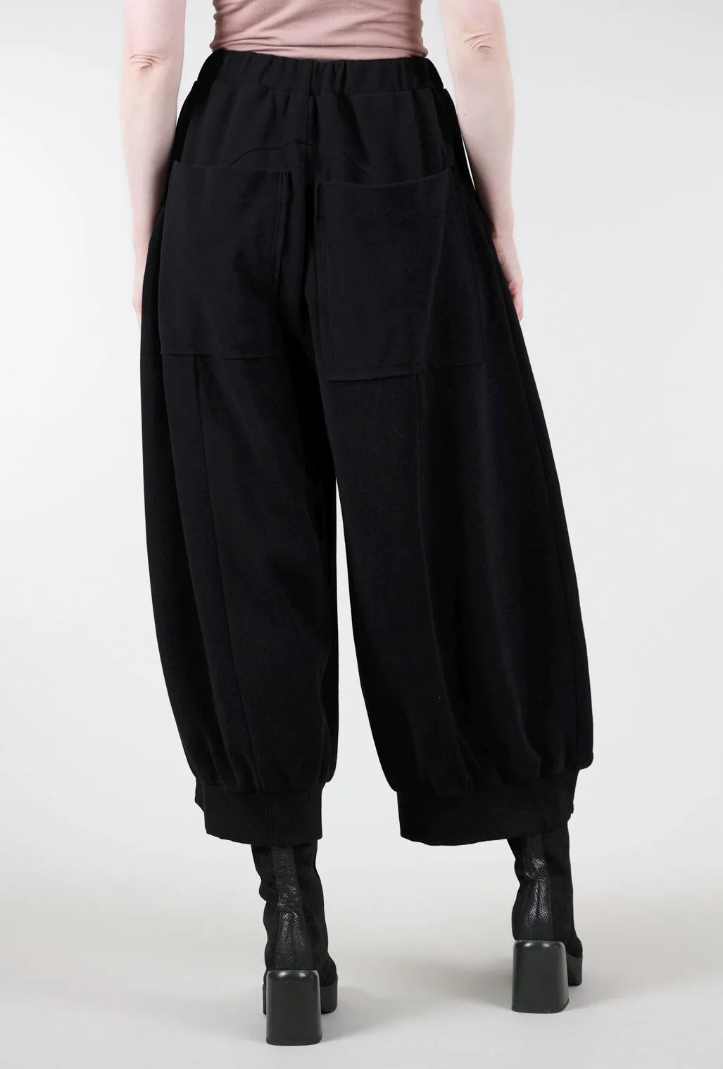 Arched Seam Brushed Pants, Black