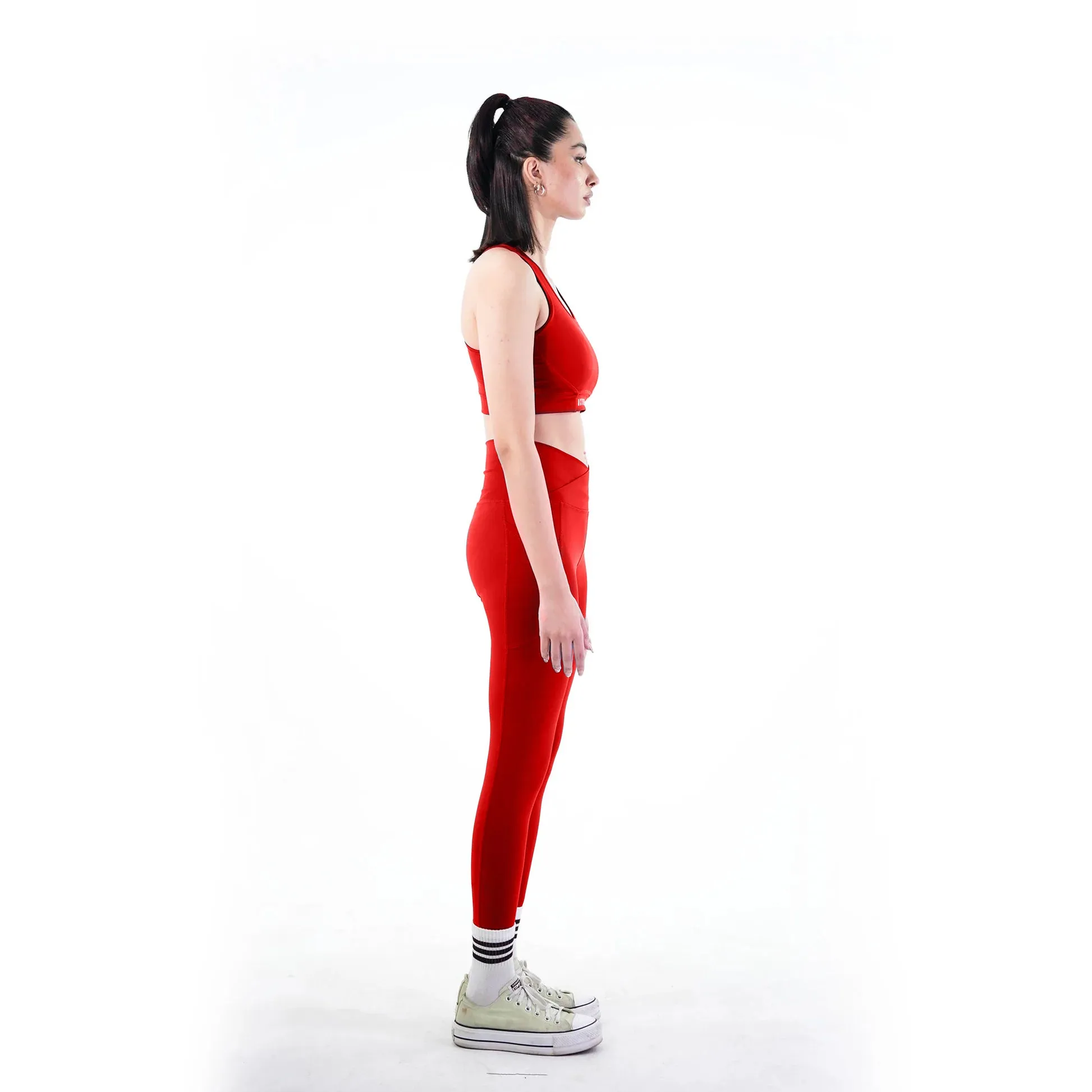 Belt Blend Leggings Crimson Red