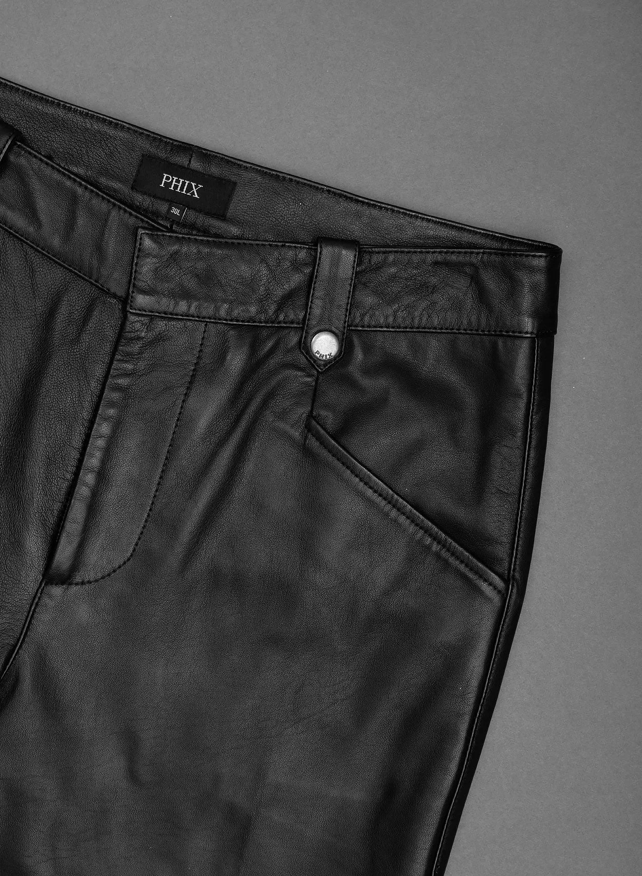 Black Leather Pin Belt Flared Trousers