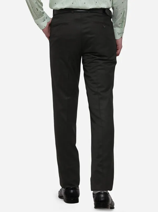 Brown Solid Slim Fit Formal Trouser | Metal