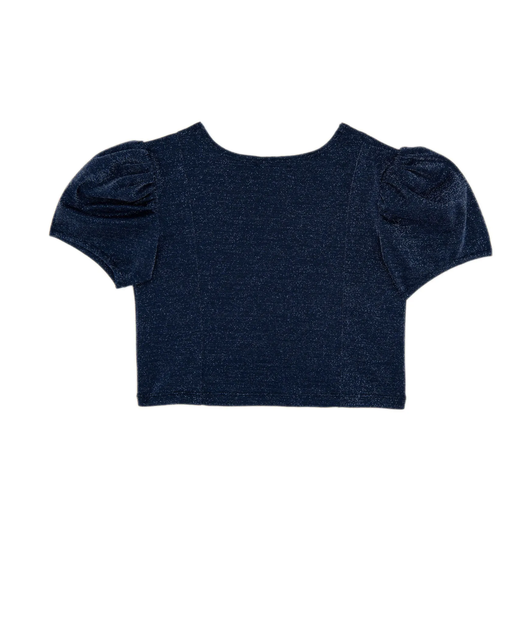 By Debra Girls Navy/Silver Puff Sleeve Top