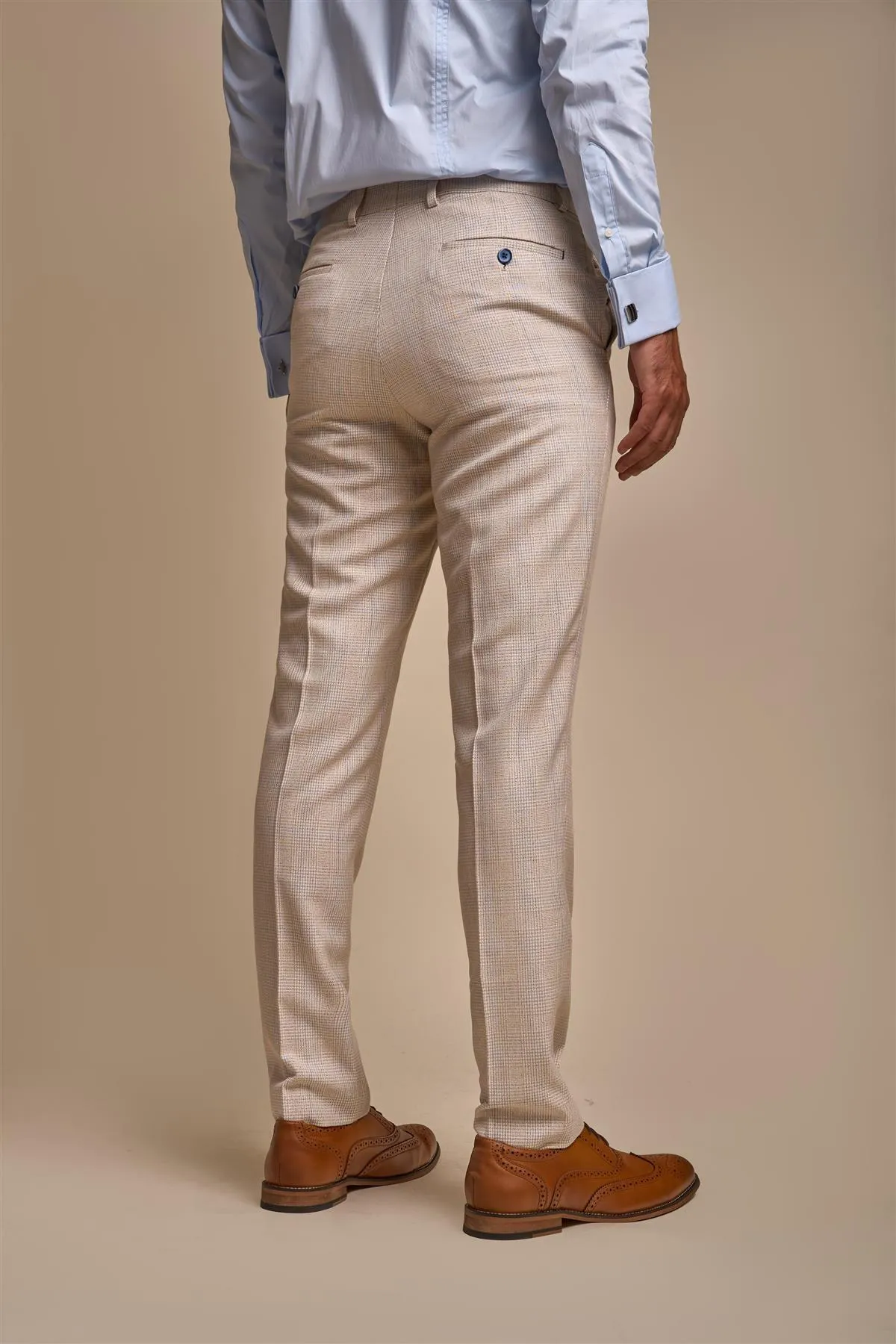 Caridi Beige Check Trousers