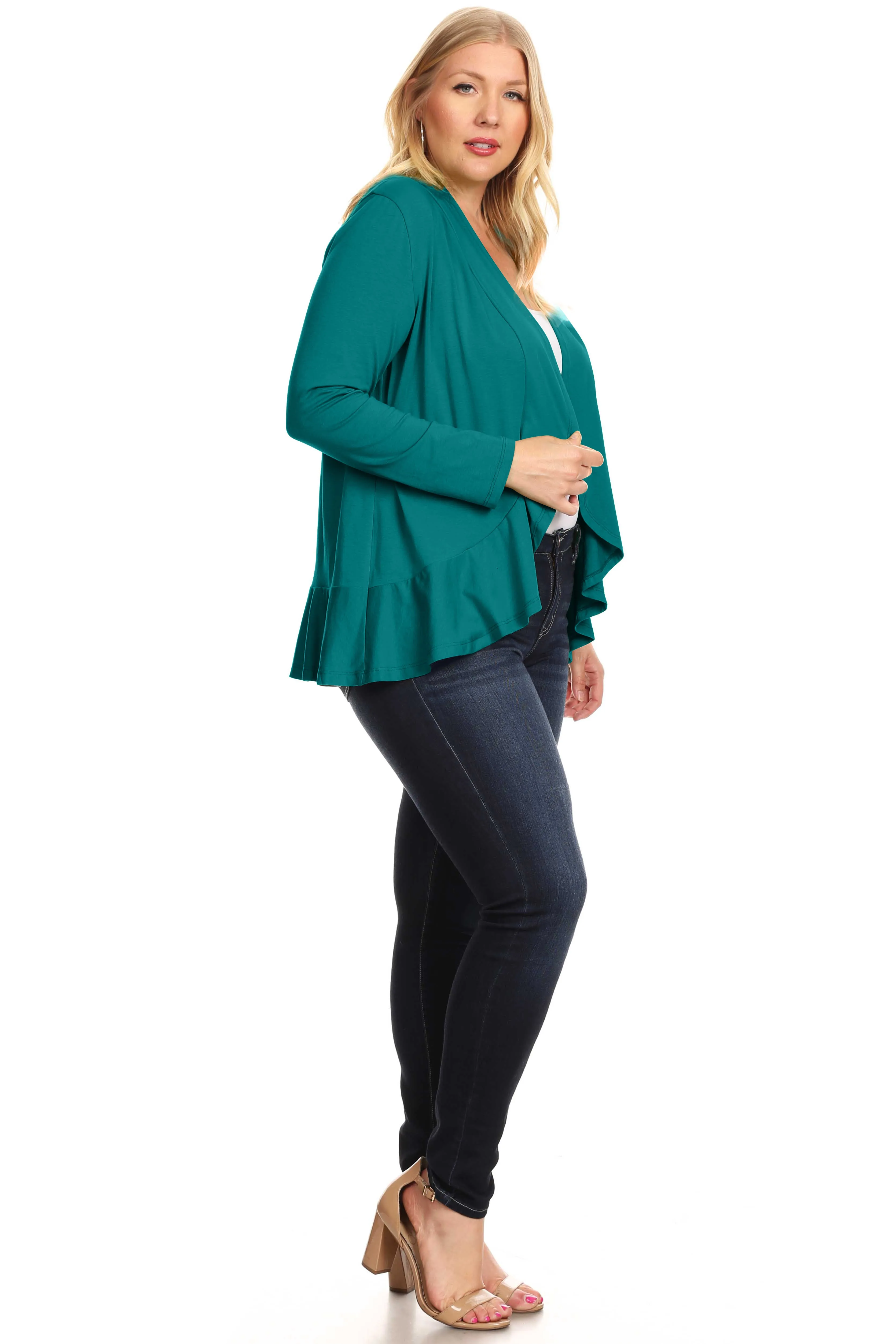 Classy In Ruffles Plus Size Cardigan