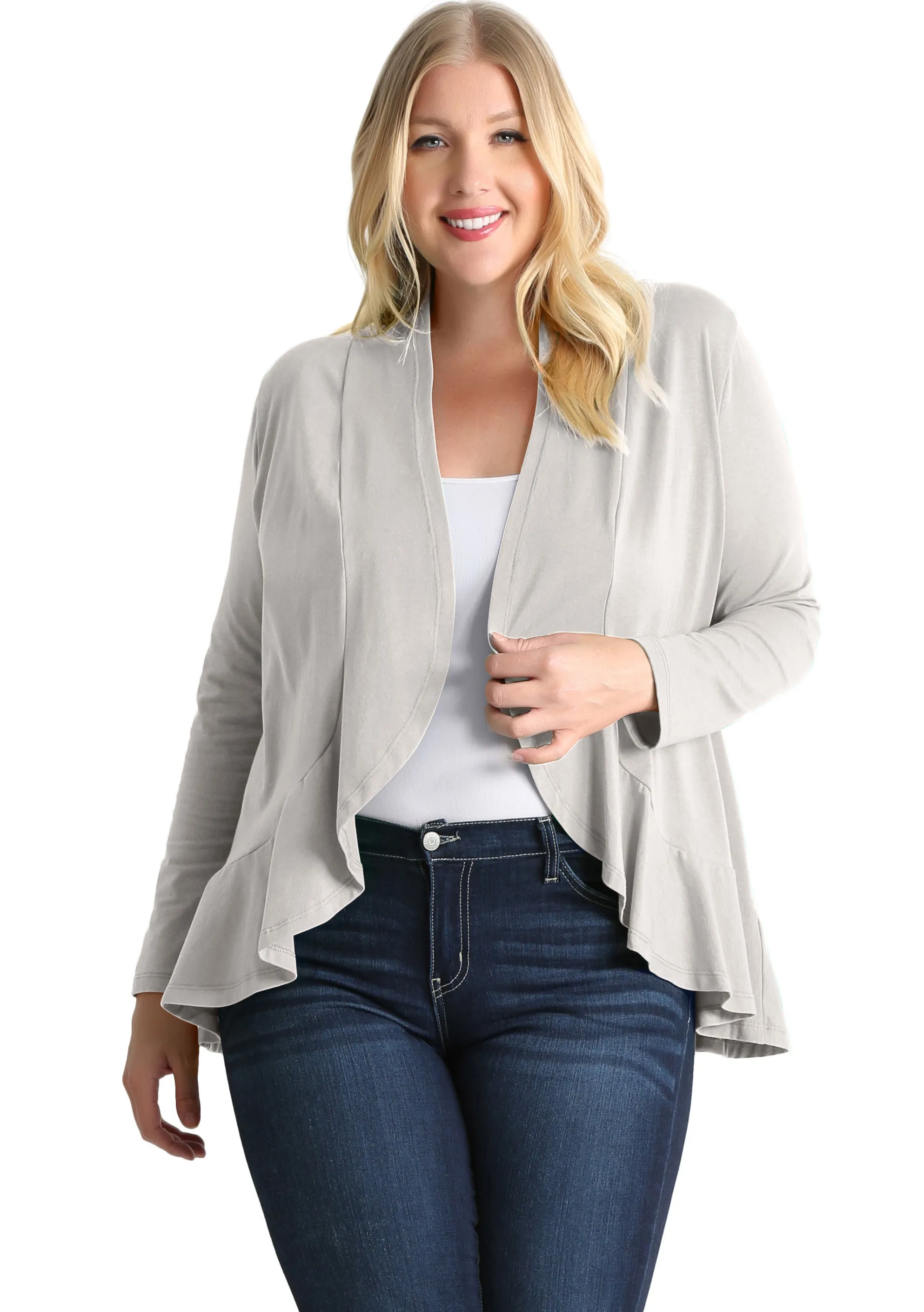 Classy In Ruffles Plus Size Cardigan