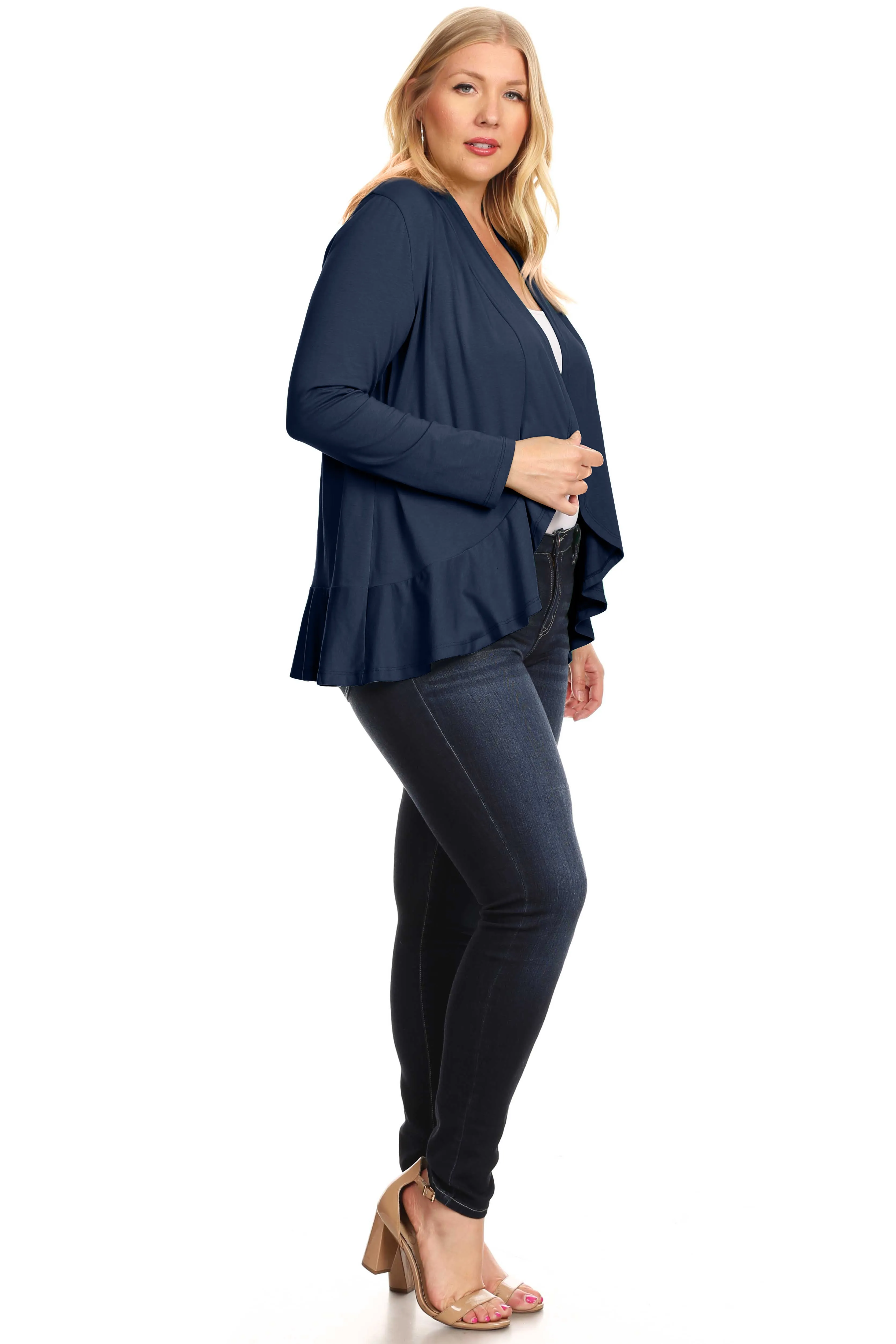 Classy In Ruffles Plus Size Cardigan