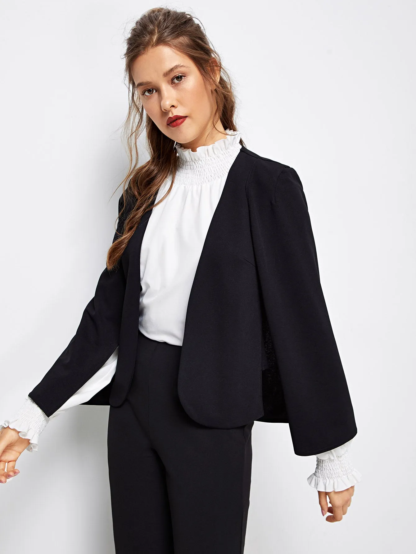 Cloak Sleeve Open Front Blazer