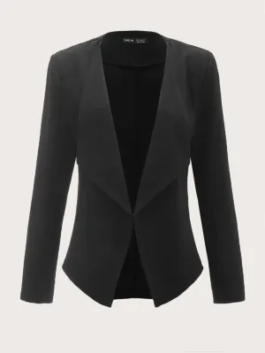 Elegant Plain Long Sleeve Waterfall Regular Women Blazer