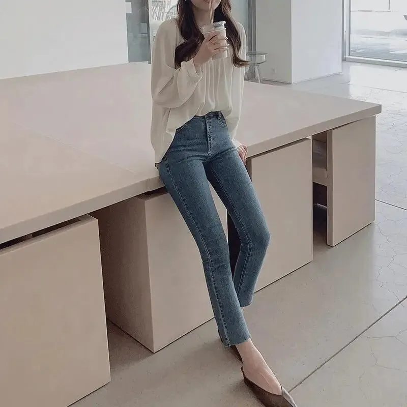 Elegant Square Neck Long-Sleeve Shirt for Women