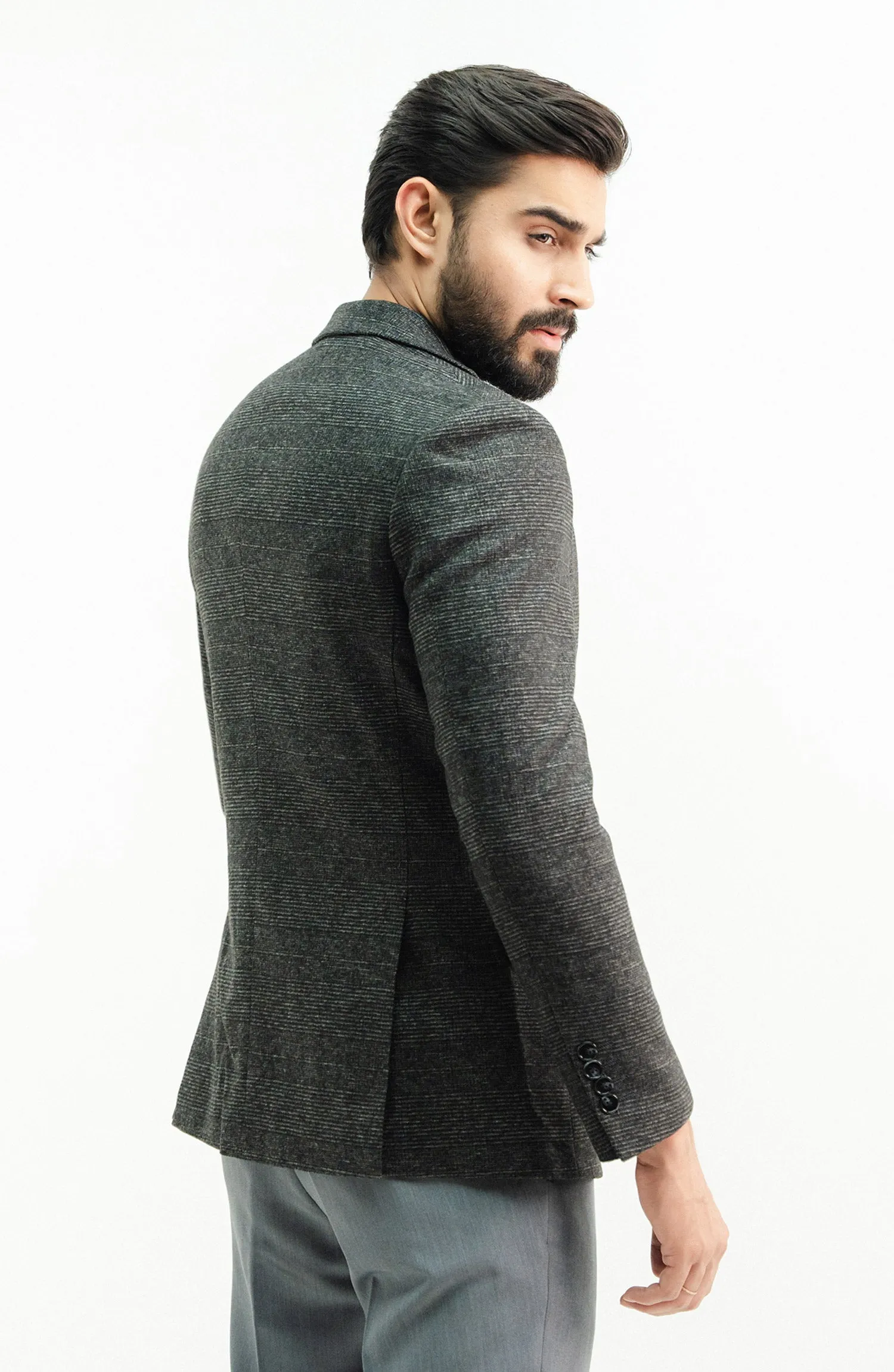 Formal Charcoal Textured Blazer