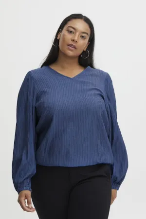 Fransa Plus Pina Blouse in Blue