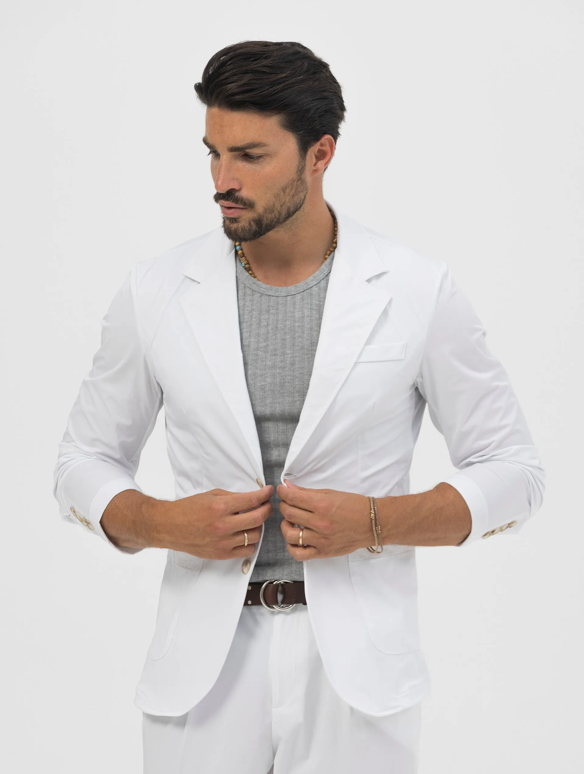 GARY TECH SINGLE BREASTED BLAZER IN WHITE