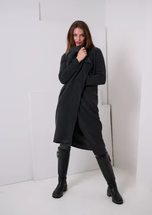 Henriette Cozy Long Fleece Cardigan | Soft Black