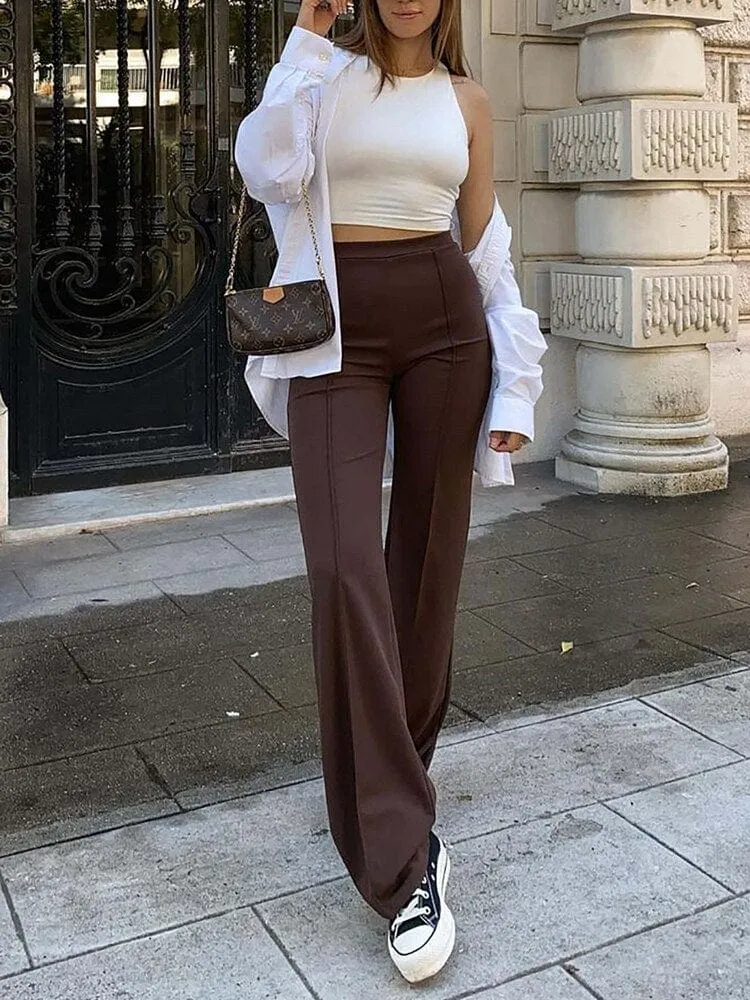 High-Waisted Flared Trousers