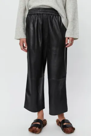 Jonah Polished Leather Wide-Leg Trousers