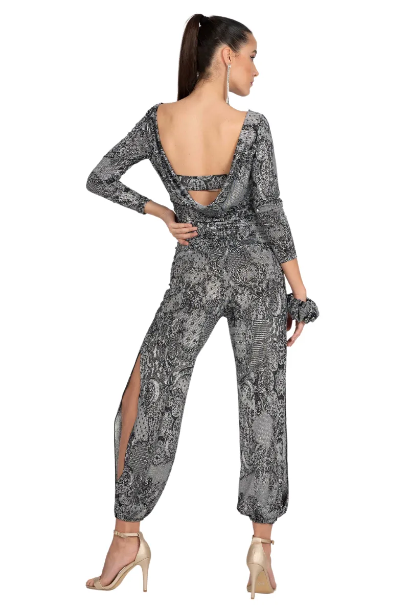 Lace Print Babucha Tango Pants With Slits