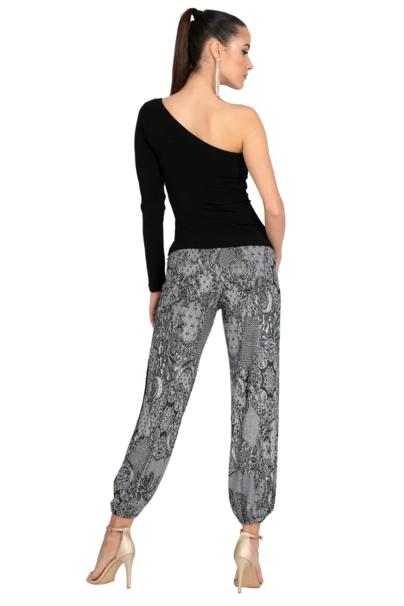 Lace Print Babucha Tango Pants With Slits