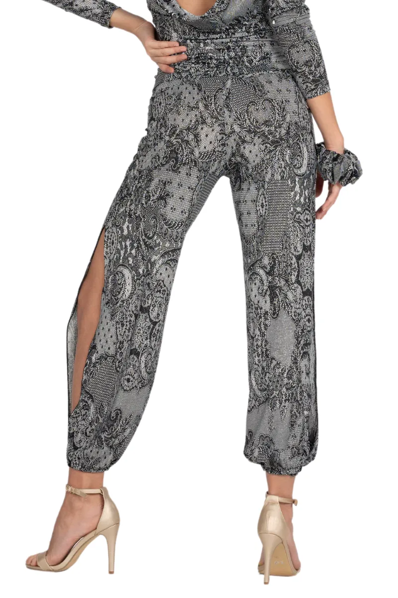 Lace Print Babucha Tango Pants With Slits