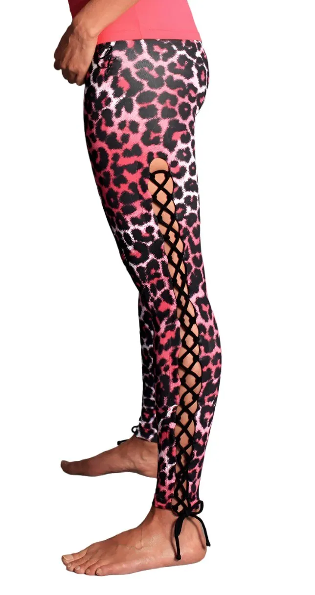 Last Chance! Equilibrium Activewear Lace up Legging L763 Pink Panther