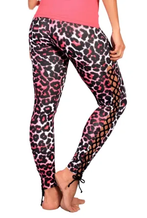 Last Chance! Equilibrium Activewear Lace up Legging L763 Pink Panther