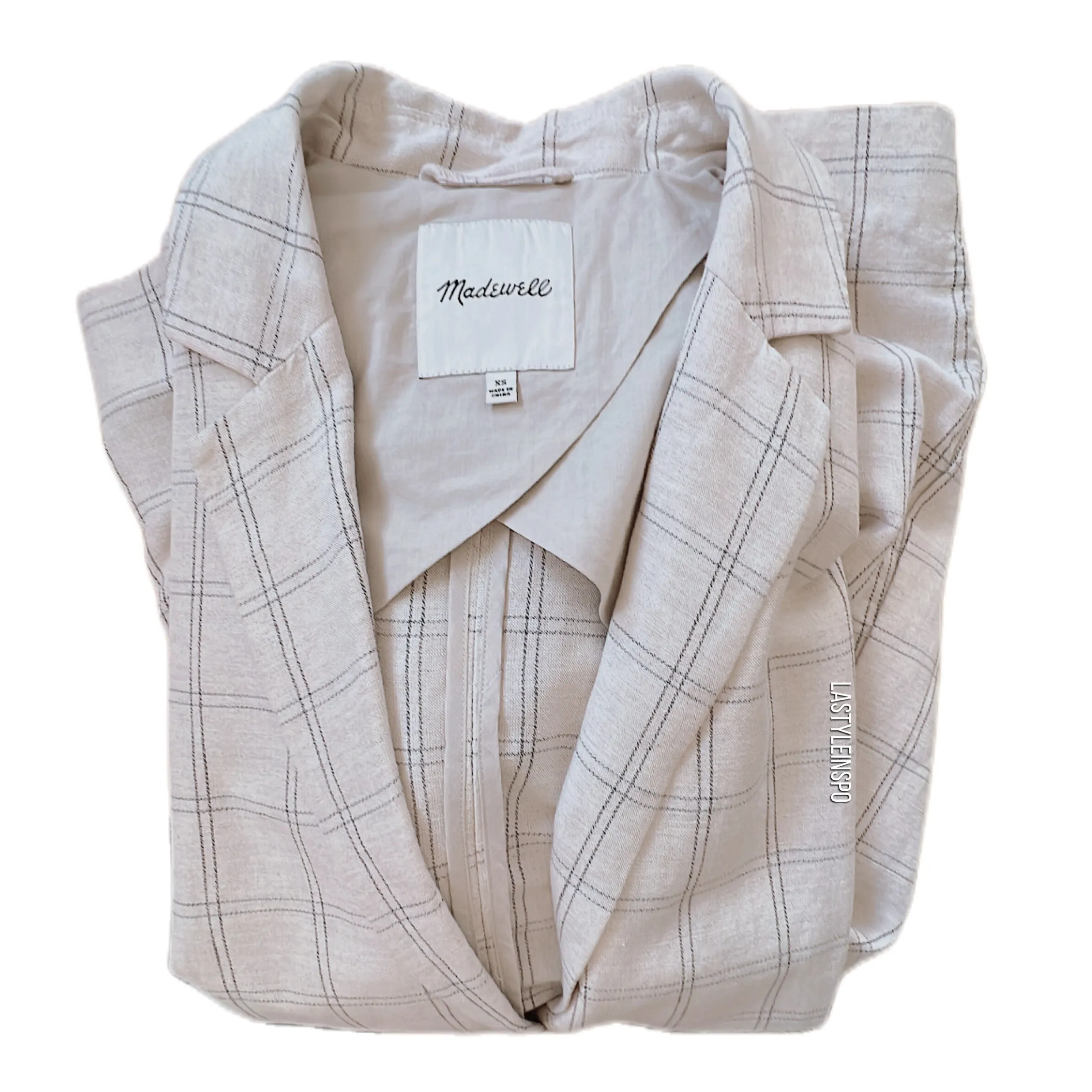 Madewell Dorset Womens Blazer in Windowpane Cream Beige Size XS