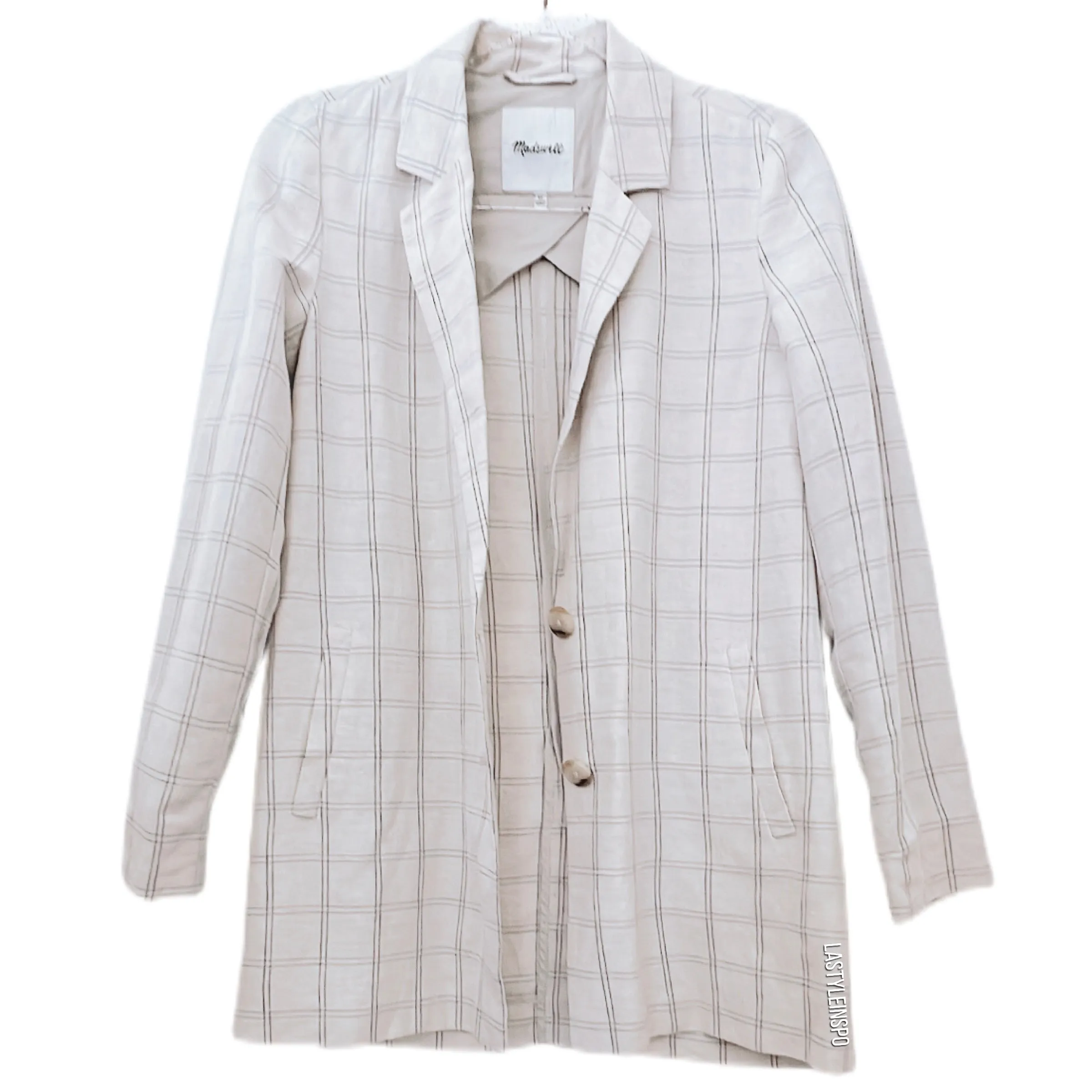 Madewell Dorset Womens Blazer in Windowpane Cream Beige Size XS