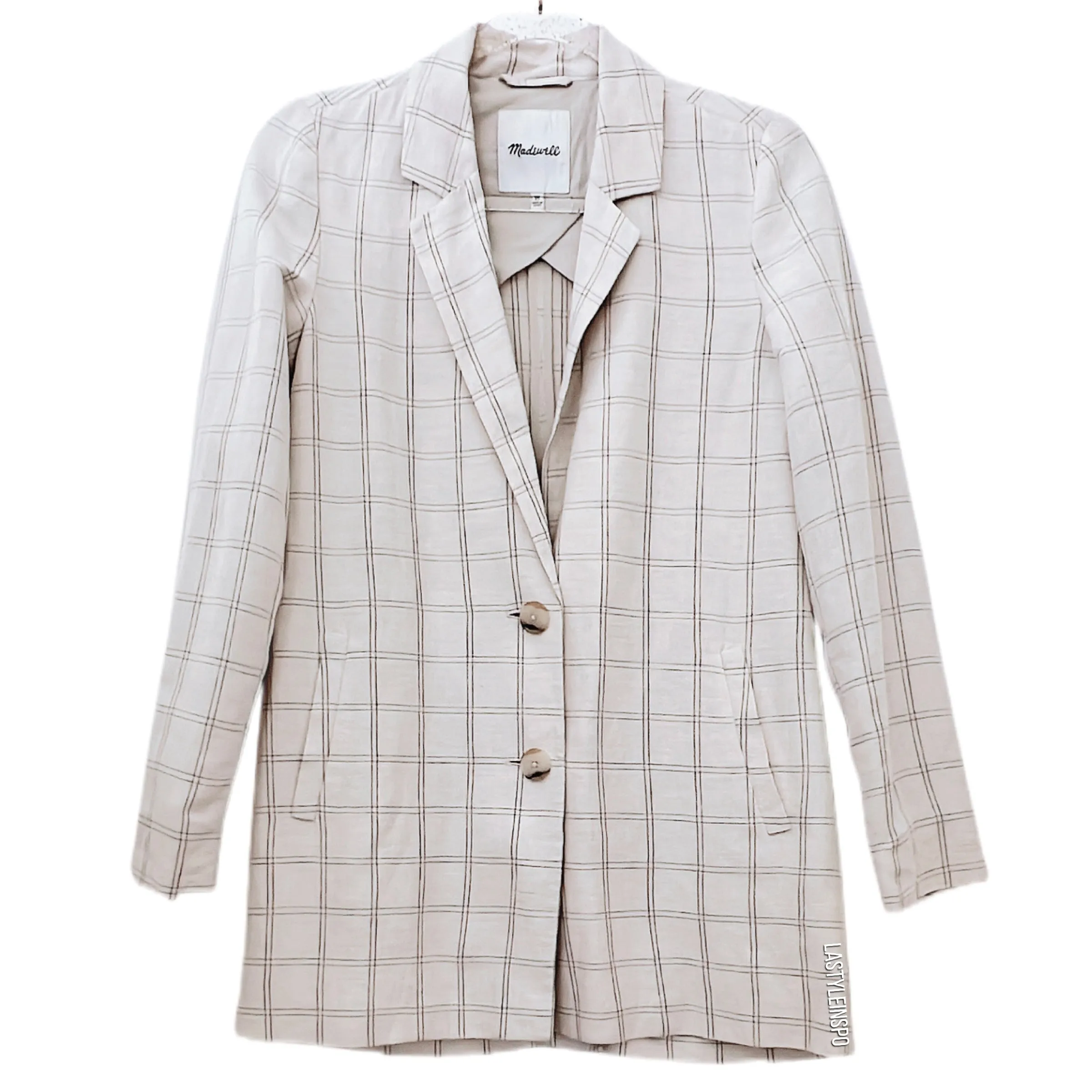 Madewell Dorset Womens Blazer in Windowpane Cream Beige Size XS