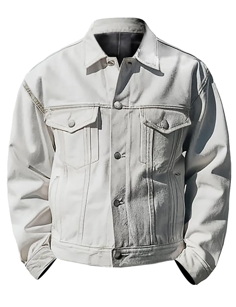 Men's White Casual Denim Jacket