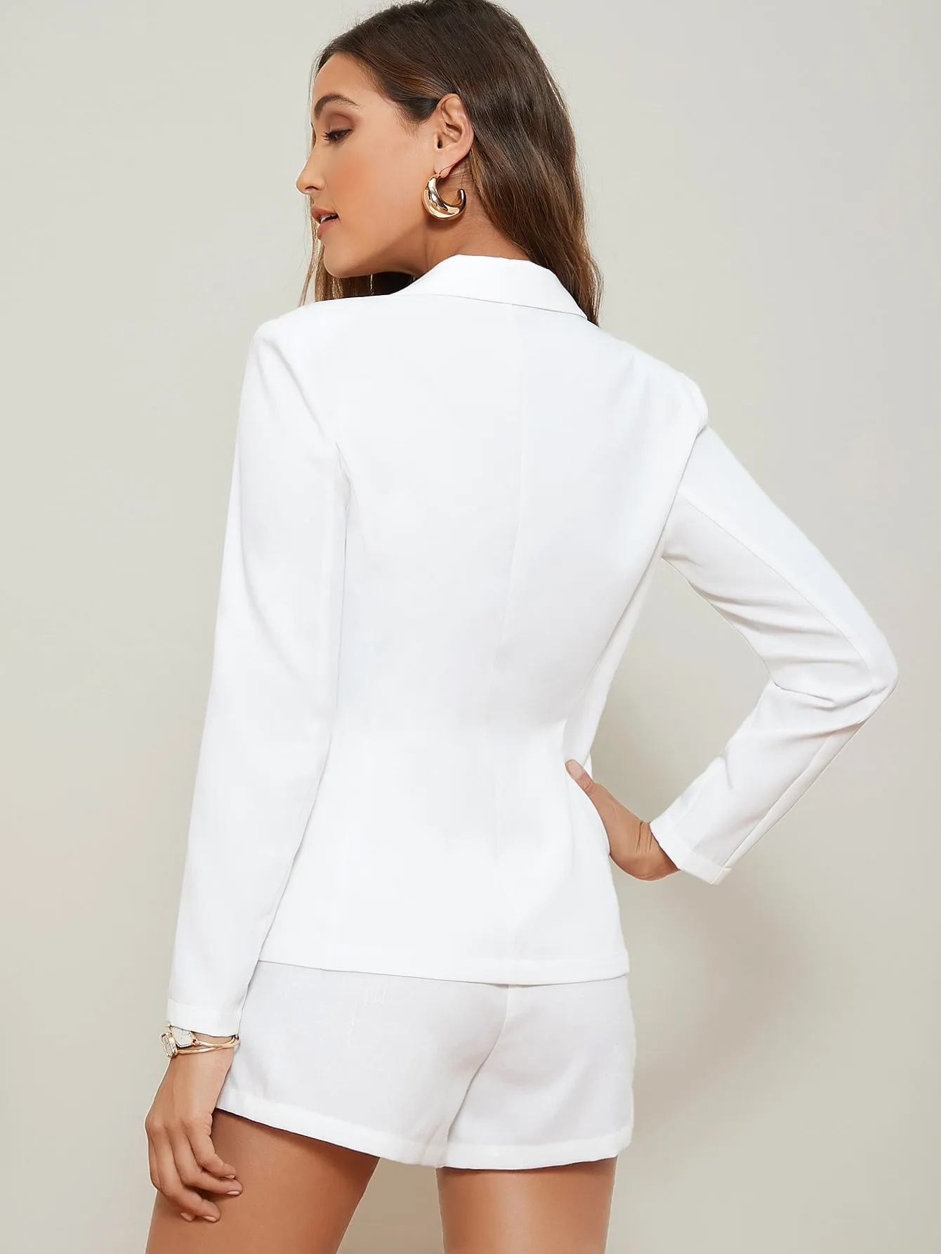 Notched Collar Single Buttoned Blazer