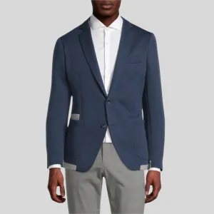 Patch Pocket Double Face Contrast Jersey Blazer - Navy