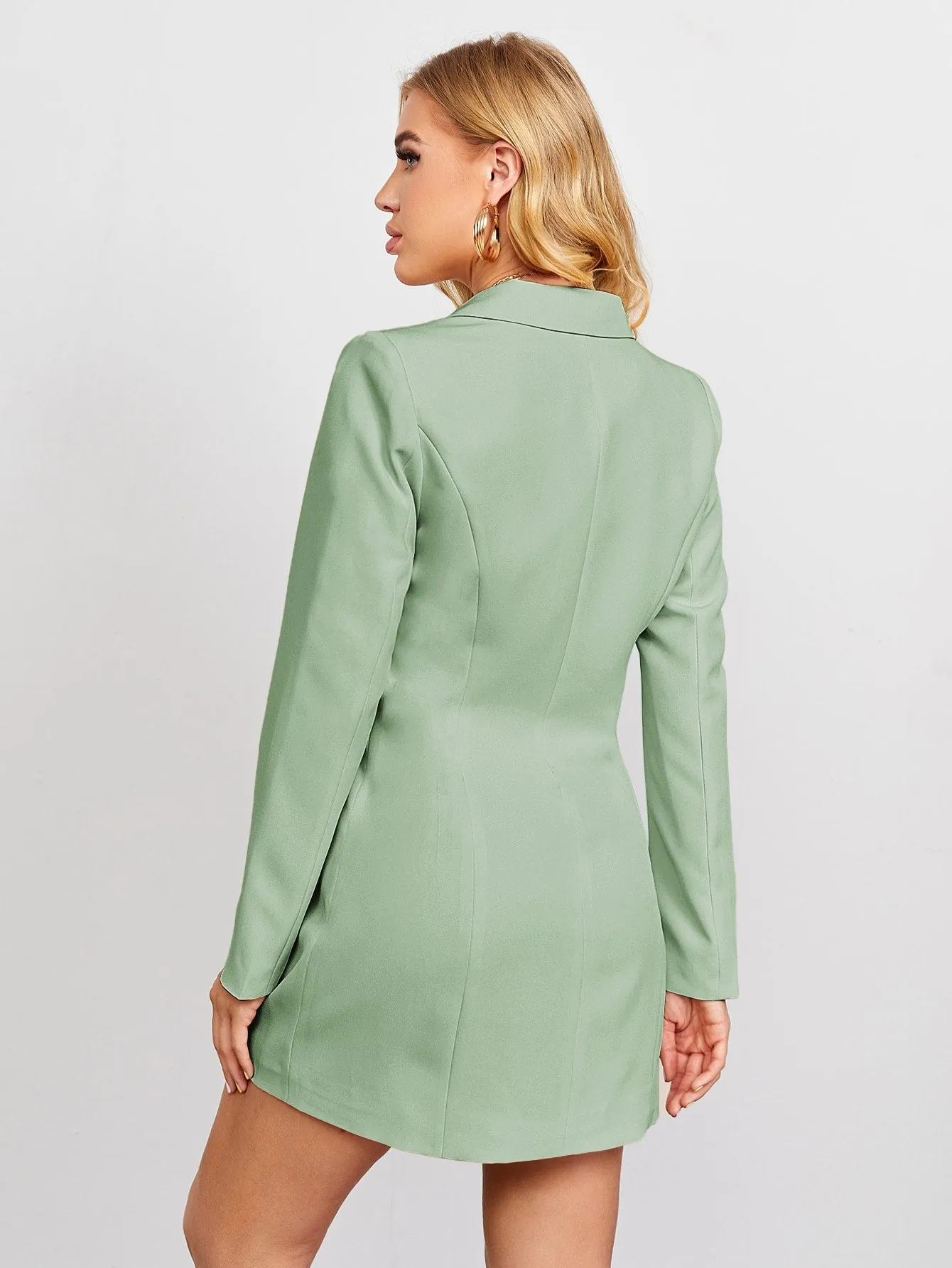 Plunging Double-Breasted Mini Blazer Dress