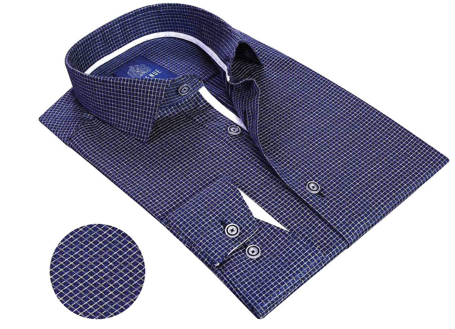 Prestigious 100% Cotton Men’s Dress Shirt with Contrast Collar & Cuffs – Contemporary Turkish Formalwear | R22 Navy Blue