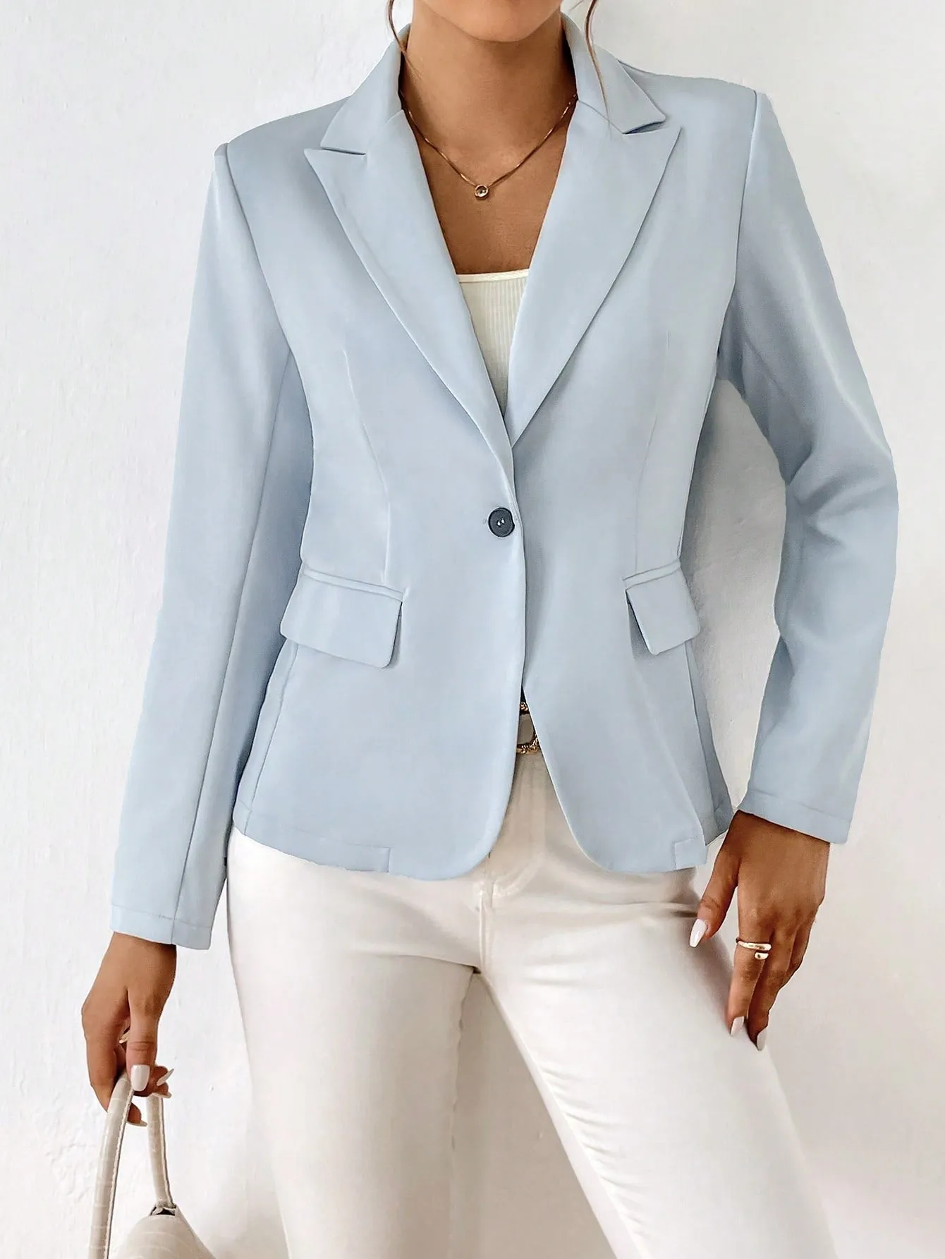 Privé Solid Single Button Blazer