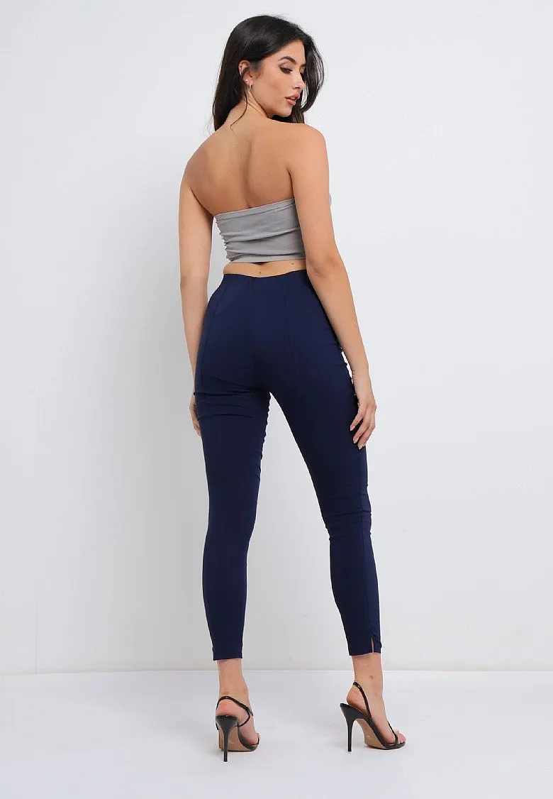 Pull On Skinny High Waisted Trousers