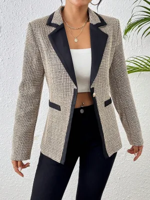 Raffinéa Colorblock Single Button Closure Long Sleeve Blazer