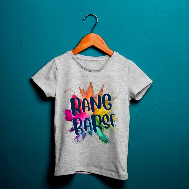 Rang Barse Colorful Holi T-Shirt for Kids