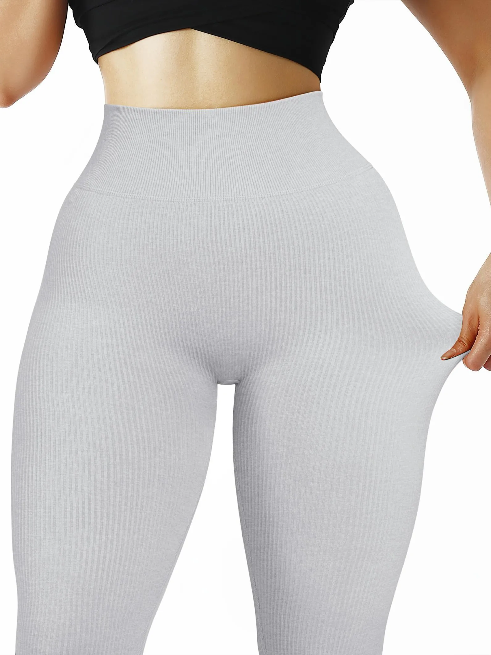 Ribbed Printed Seamless Leggings