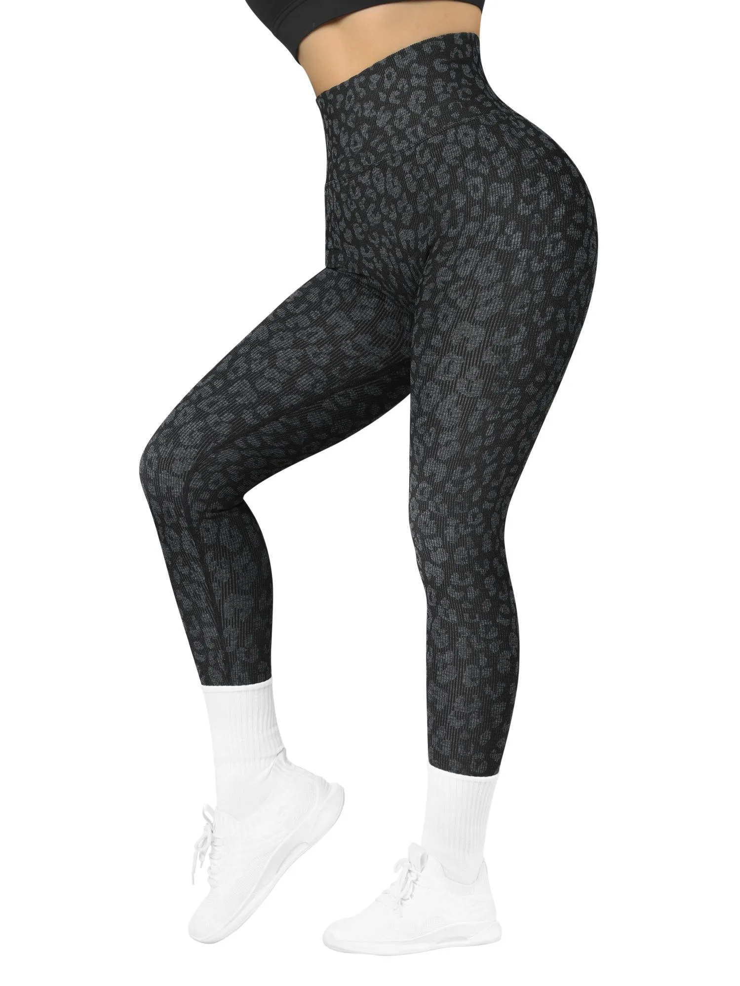 Ribbed Printed Seamless Leggings