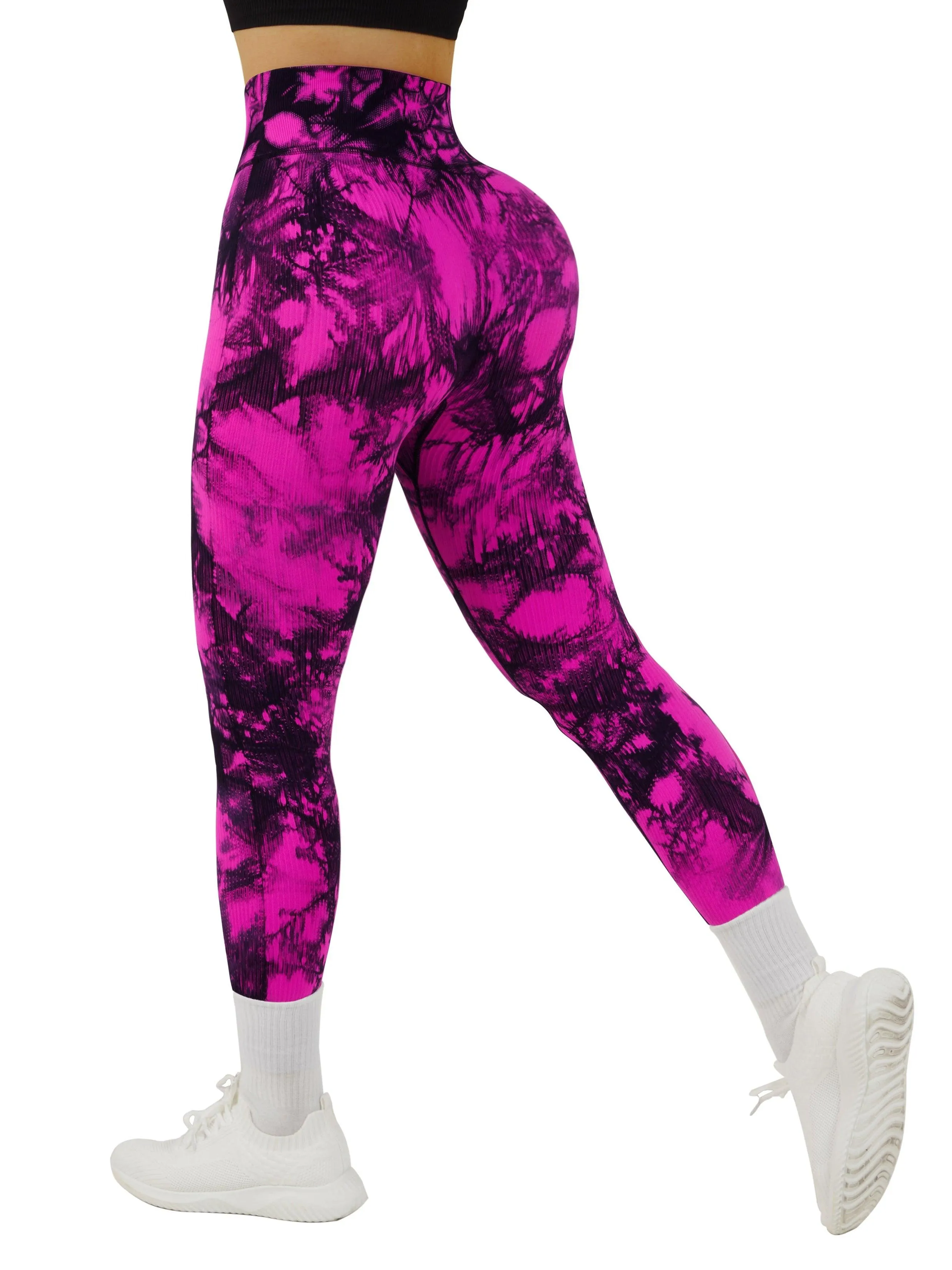 Ribbed Printed Seamless Leggings