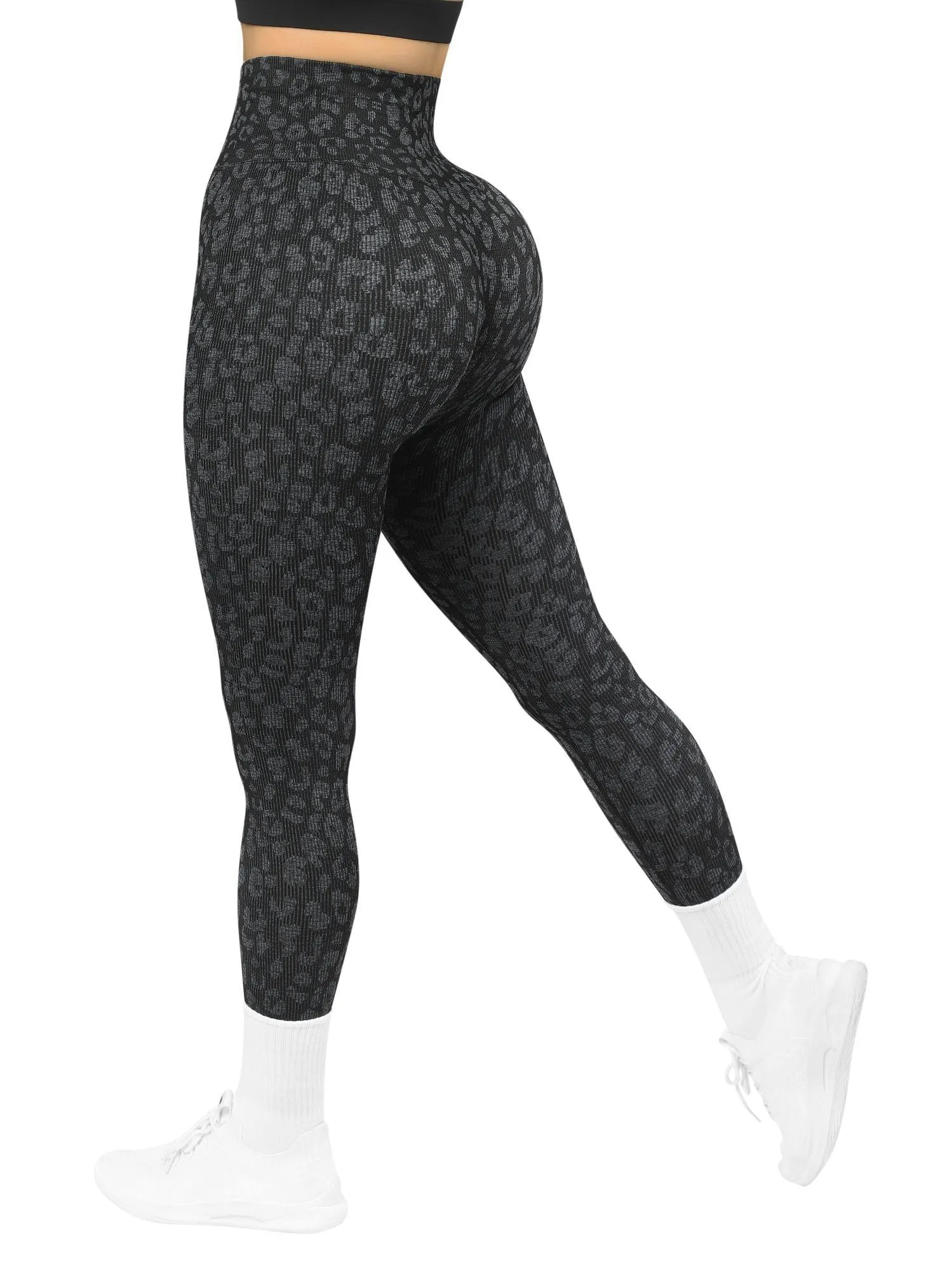 Ribbed Printed Seamless Leggings