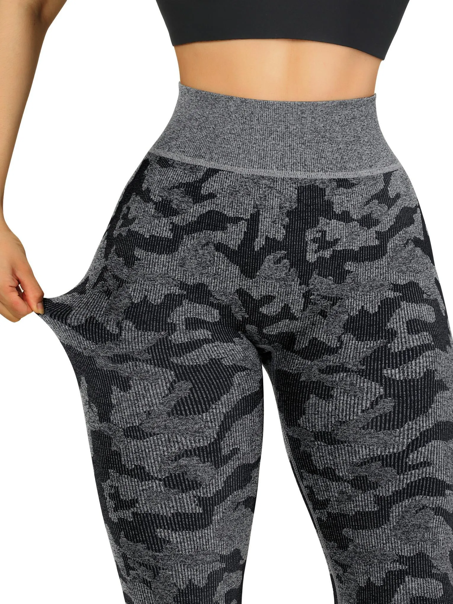 Ribbed Printed Seamless Leggings