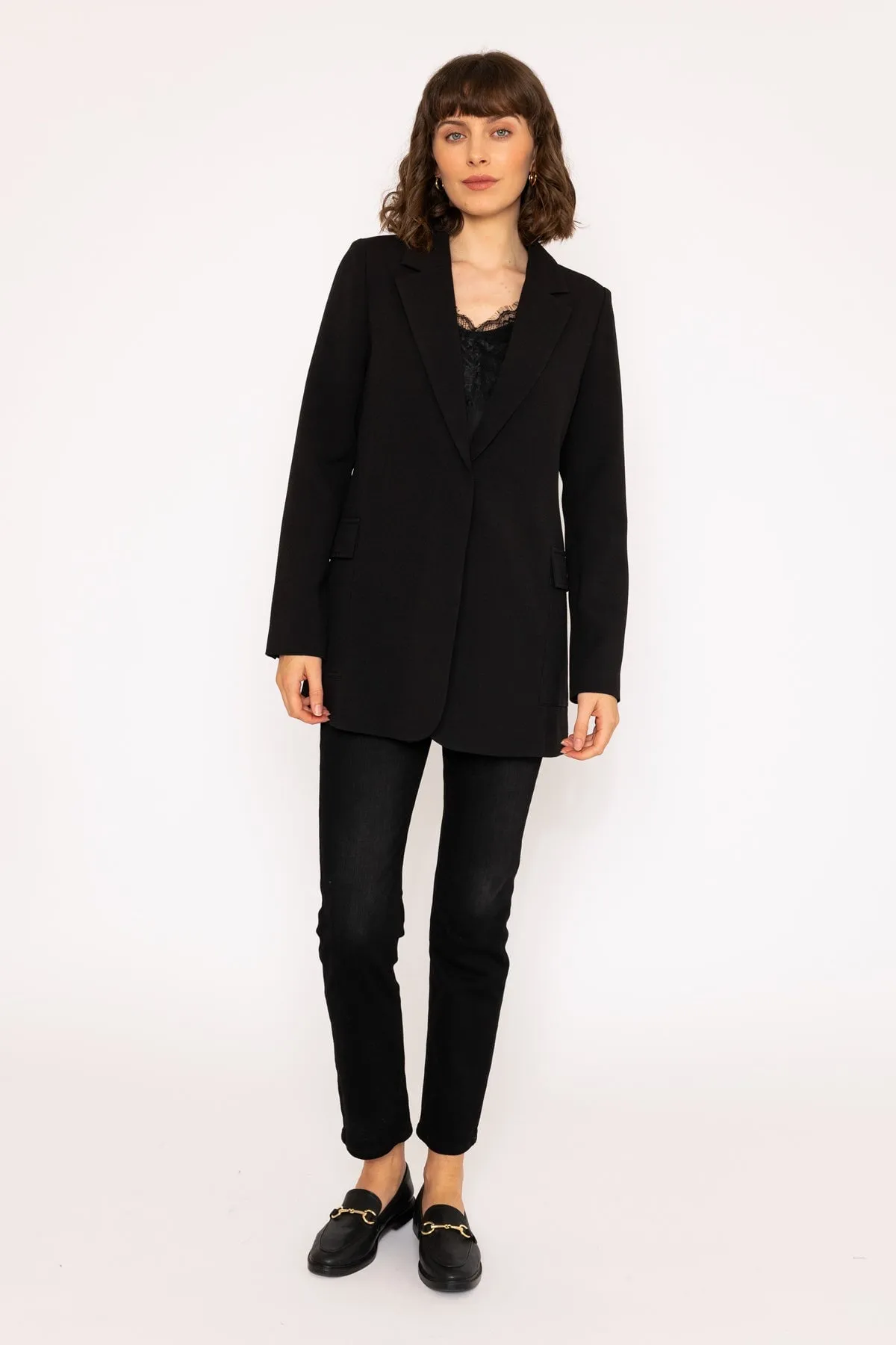 Single-breasted Buckle Blazer in Black