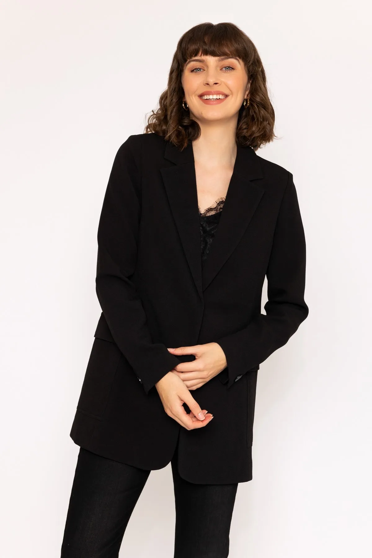 Single-breasted Buckle Blazer in Black