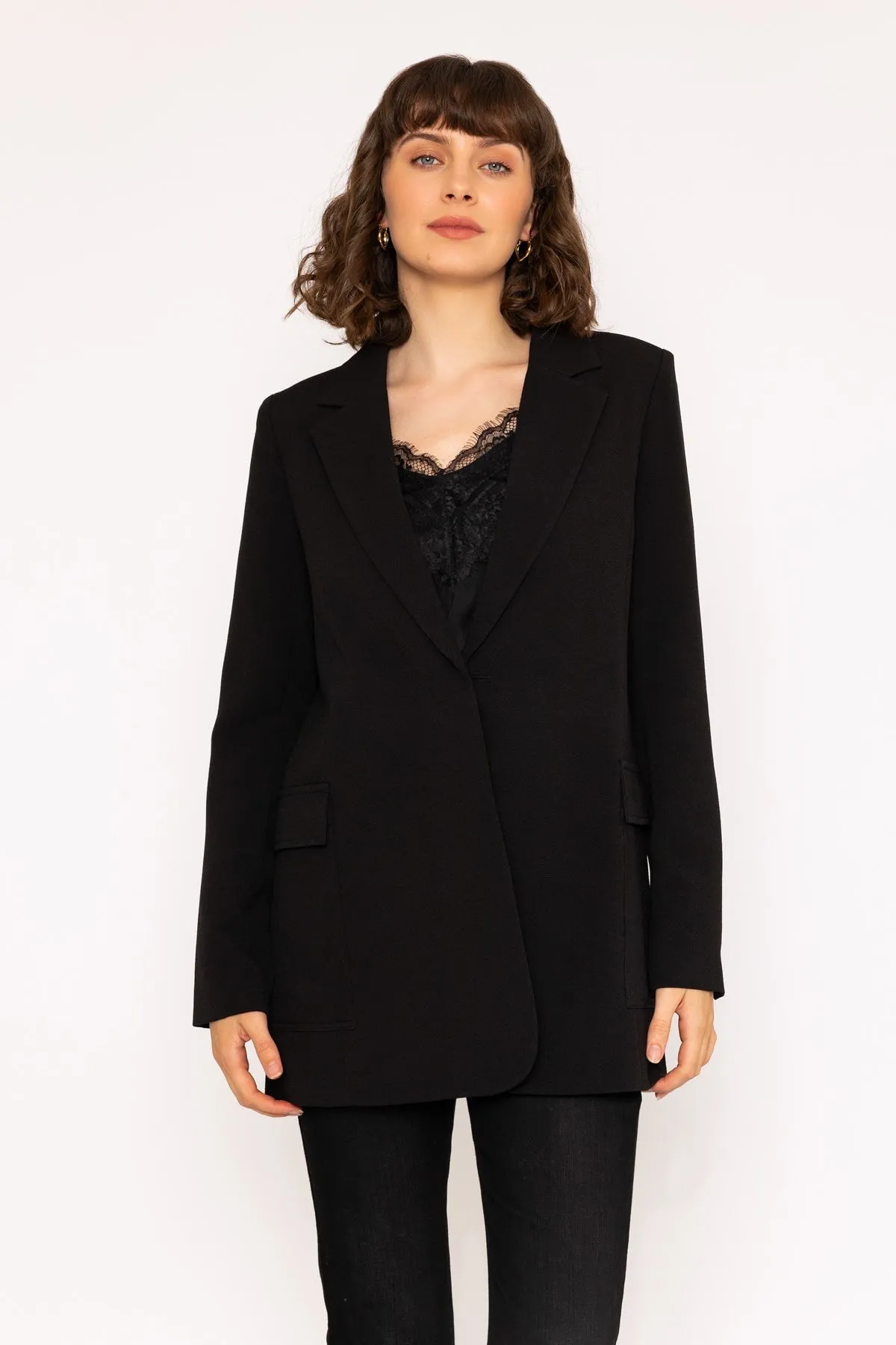 Single-breasted Buckle Blazer in Black