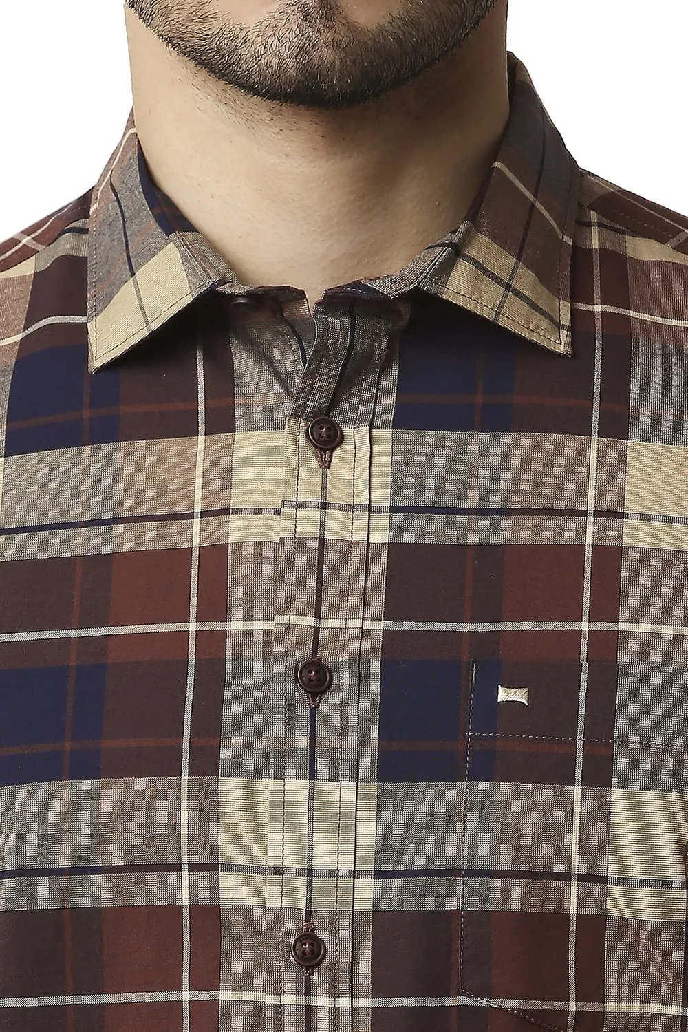 Slim Fit Oxford Checks Halfsleeves Shirt