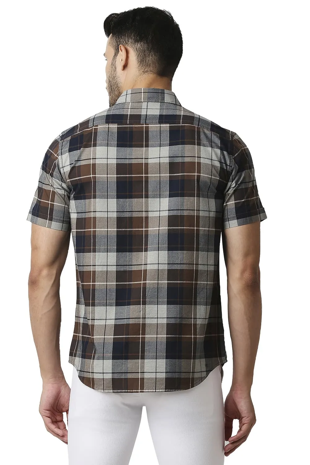 Slim Fit Oxford Checks Halfsleeves Shirt