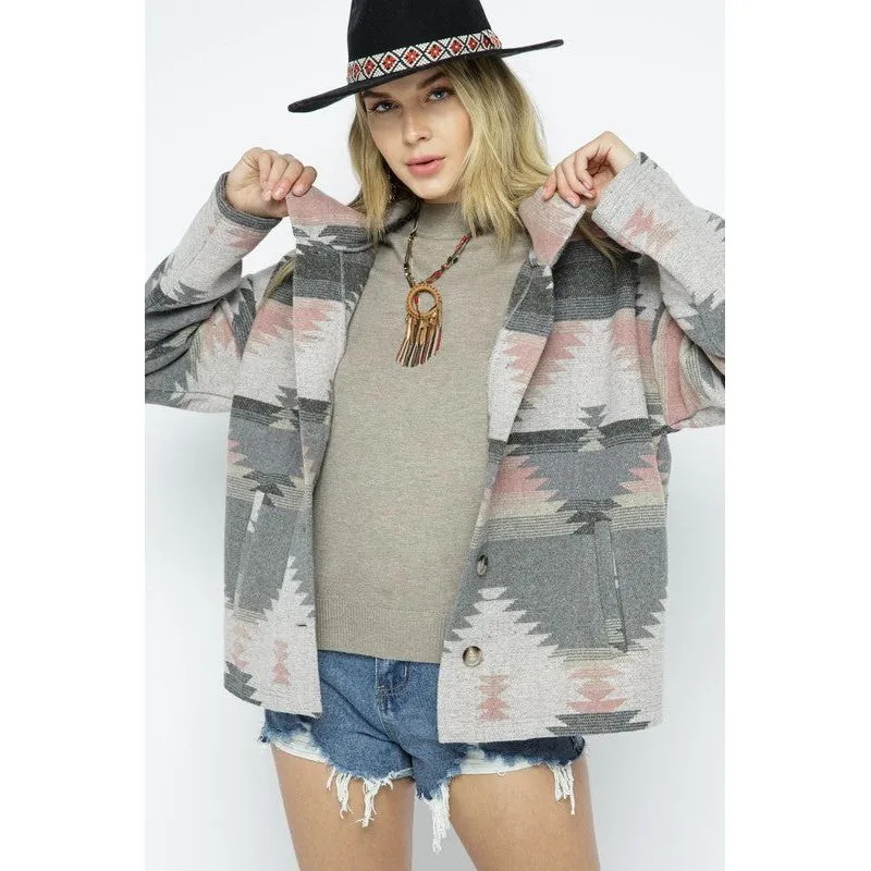 Soft Comfy Lightweight Aztec Pattern Jacket