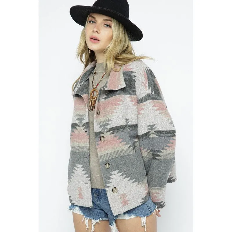 Soft Comfy Lightweight Aztec Pattern Jacket