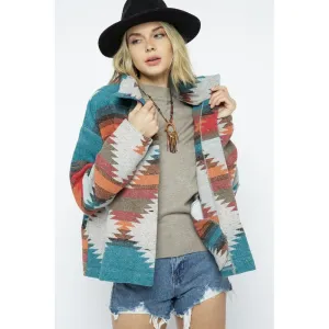 Soft Comfy Lightweight Aztec Pattern Jacket