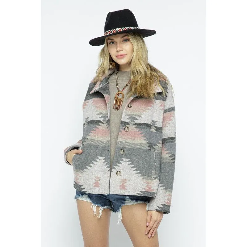 Soft Comfy Lightweight Aztec Pattern Jacket